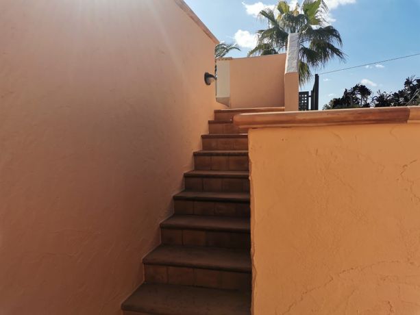 Ángel pinturas y decoración escaleras con palmera de fondo